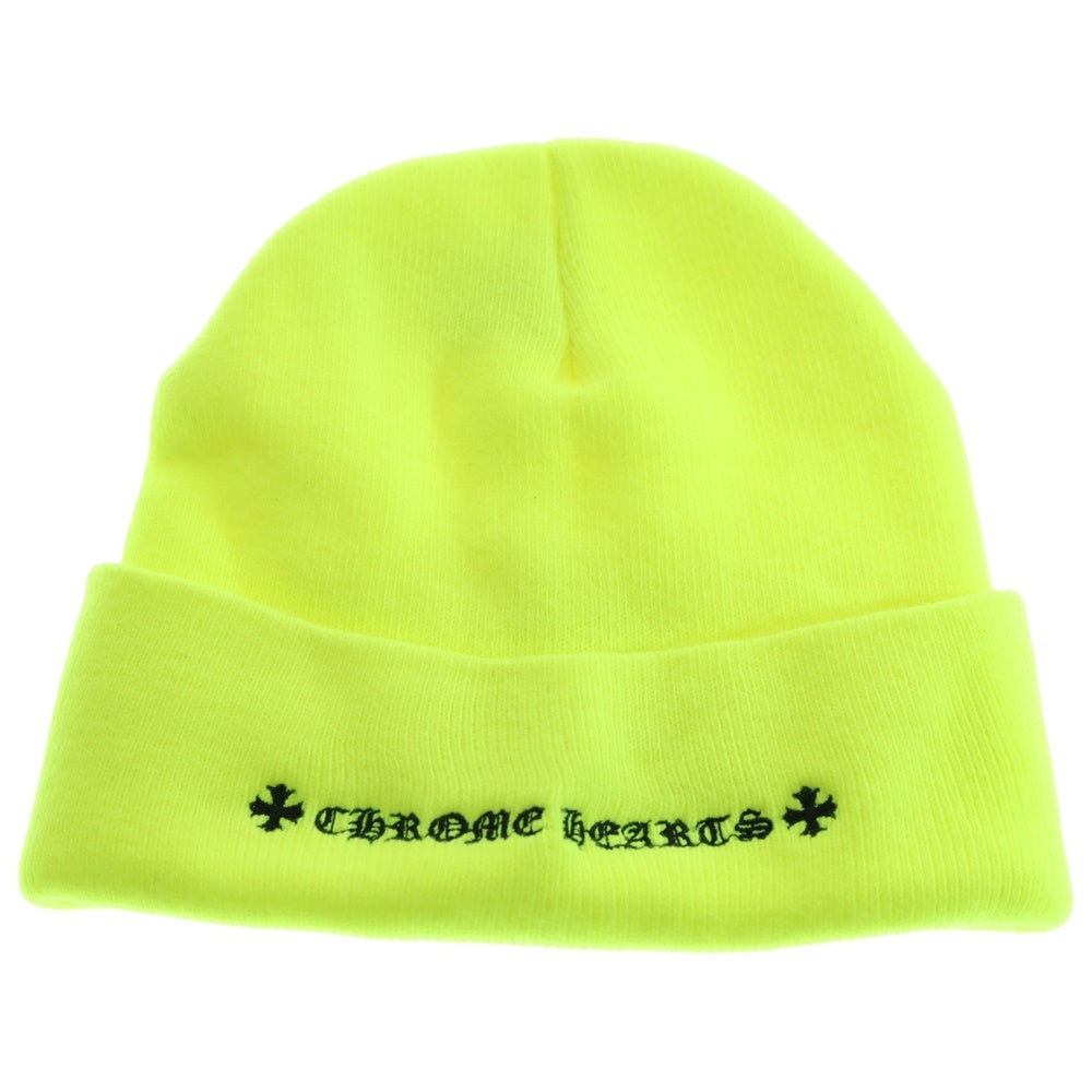 CHROME HEARTS(クロムハーツ) WATCH CAP 3 CH CRS NEON セメタリークロス刺繍ビーニーキャップ帽子 ニットキャップ イエロー