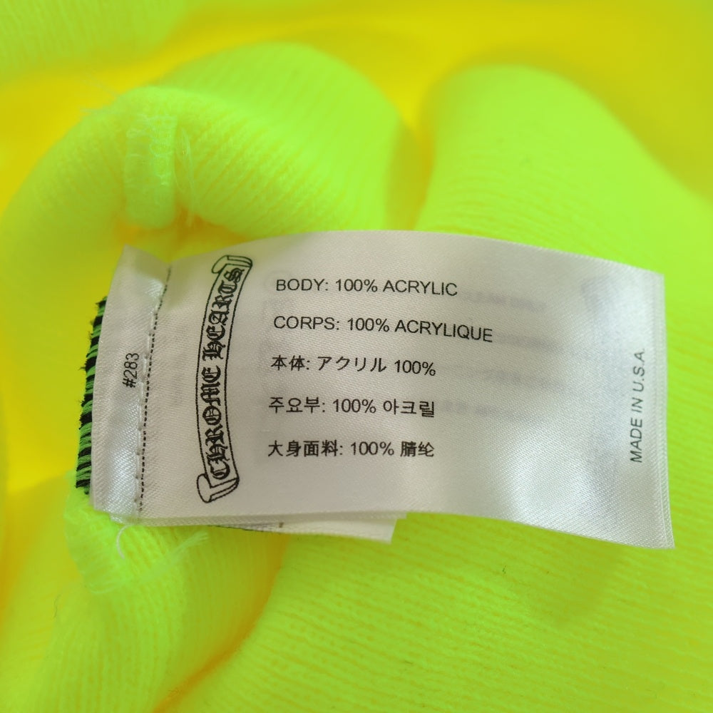 CHROME HEARTS(クロムハーツ) WATCH CAP 3 CH CRS NEON セメタリークロス刺繍ビーニーキャップ帽子 ニットキャップ イエロー