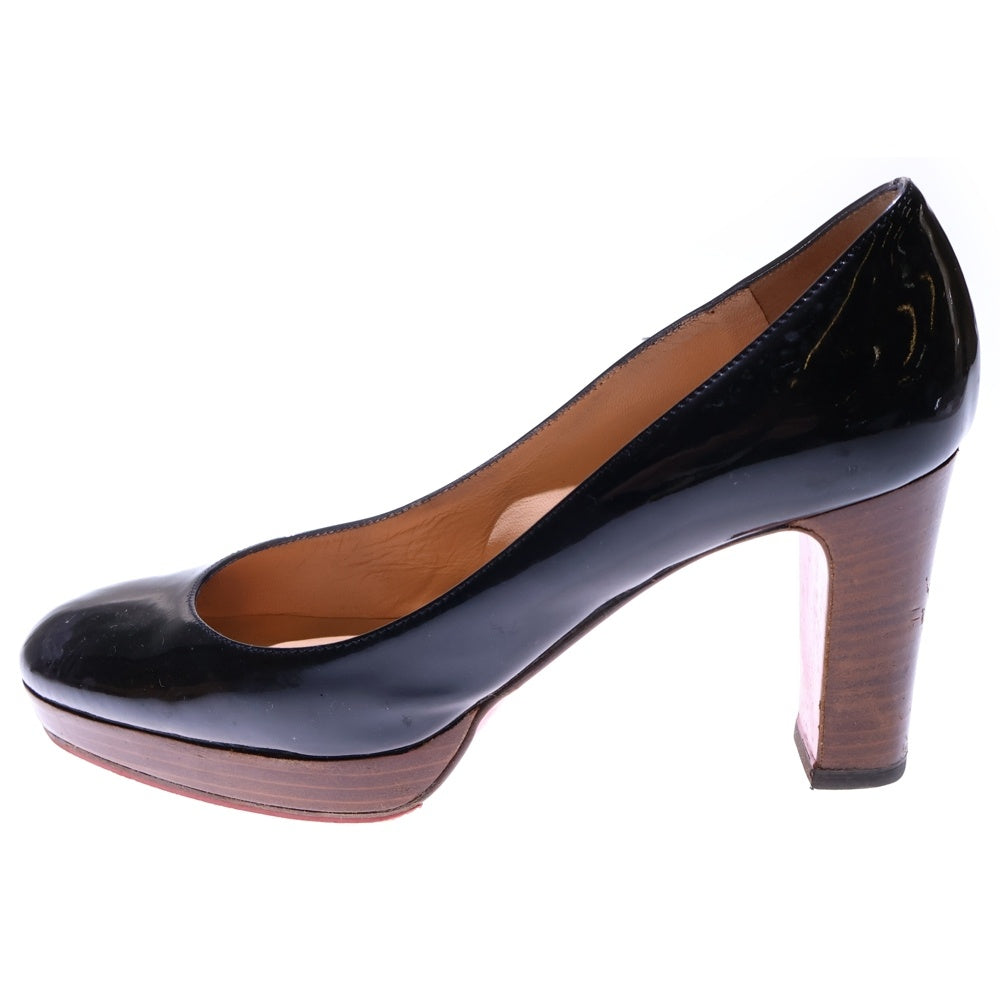 CHRISTIAN LOUBOUTIN(クリスチャンルブタン) パテント パンプス スタックヒール ブラック