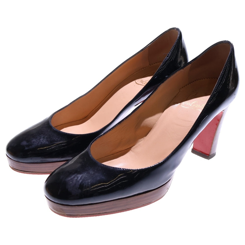 CHRISTIAN LOUBOUTIN(クリスチャンルブタン) パテント パンプス スタックヒール ブラック