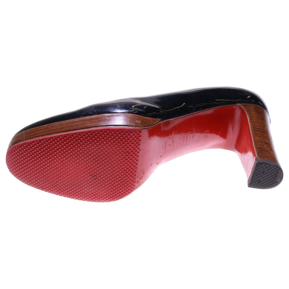 CHRISTIAN LOUBOUTIN(クリスチャンルブタン) パテント パンプス スタックヒール ブラック