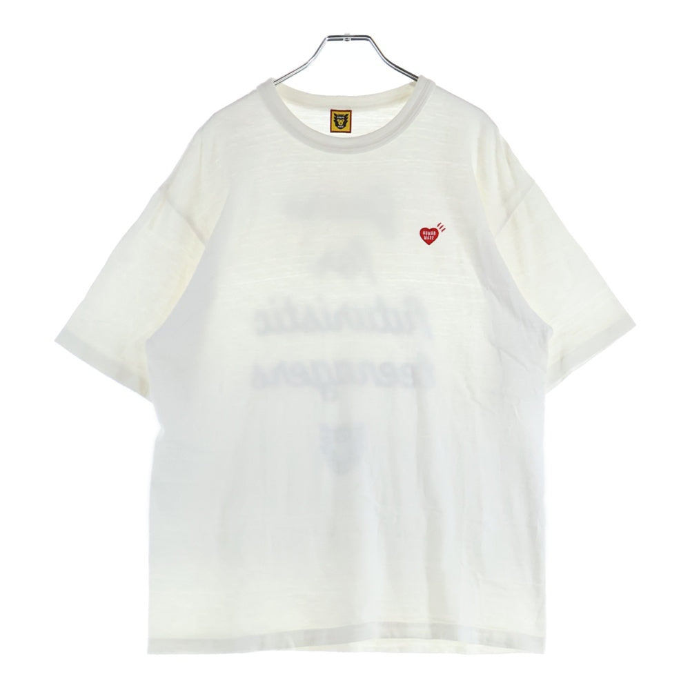 HUMAN MADE(ヒューマンメイド) HEART BADGES TEE ハートロゴ刺繍 クルーネック半袖Tシャツカットソー ホワイト