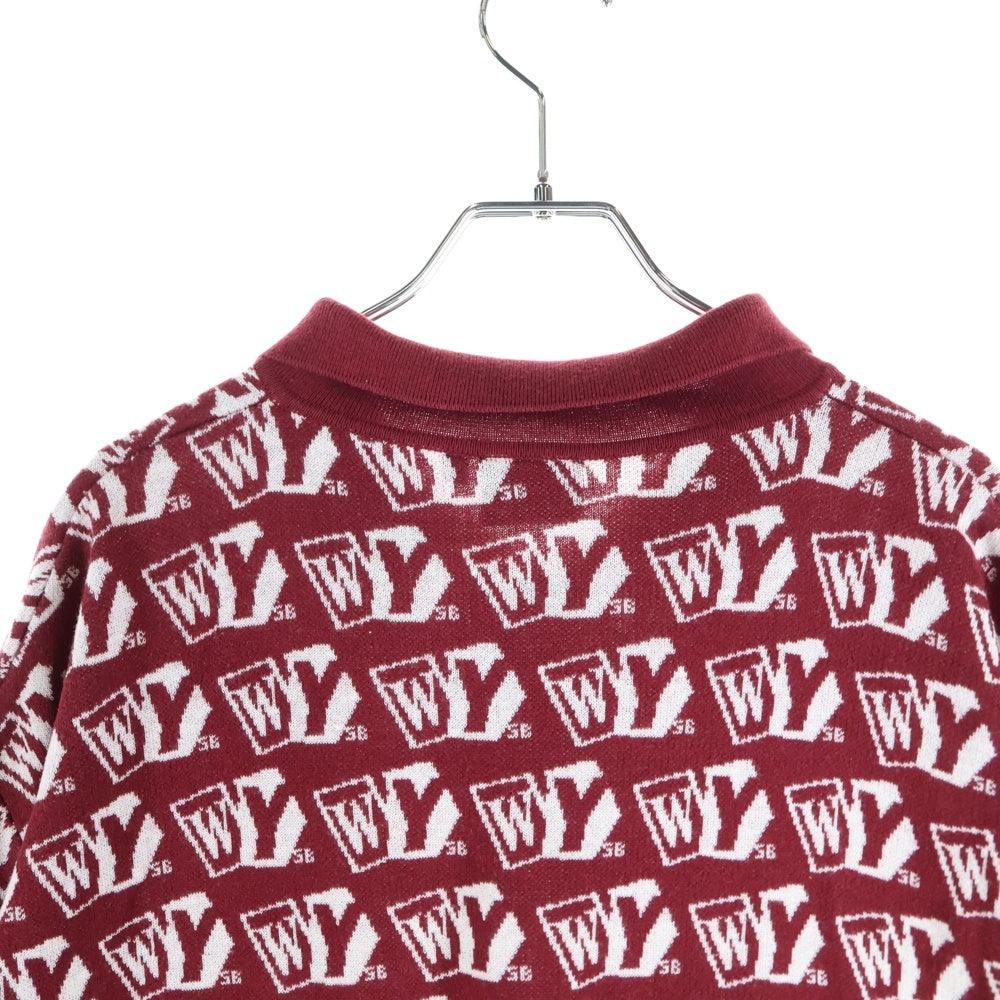 WASTED YOUTH(ウェイステッドユース) MONOGRAM KNIT POLO モノグラム ニット 半袖ポロシャツ ボルドー レッド