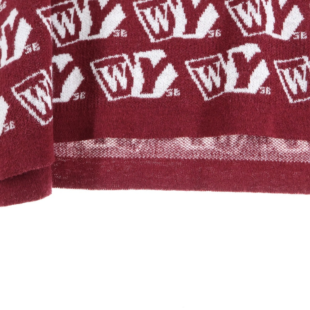 WASTED YOUTH(ウェイステッドユース) MONOGRAM KNIT POLO モノグラム ニット 半袖ポロシャツ ボルドー レッド