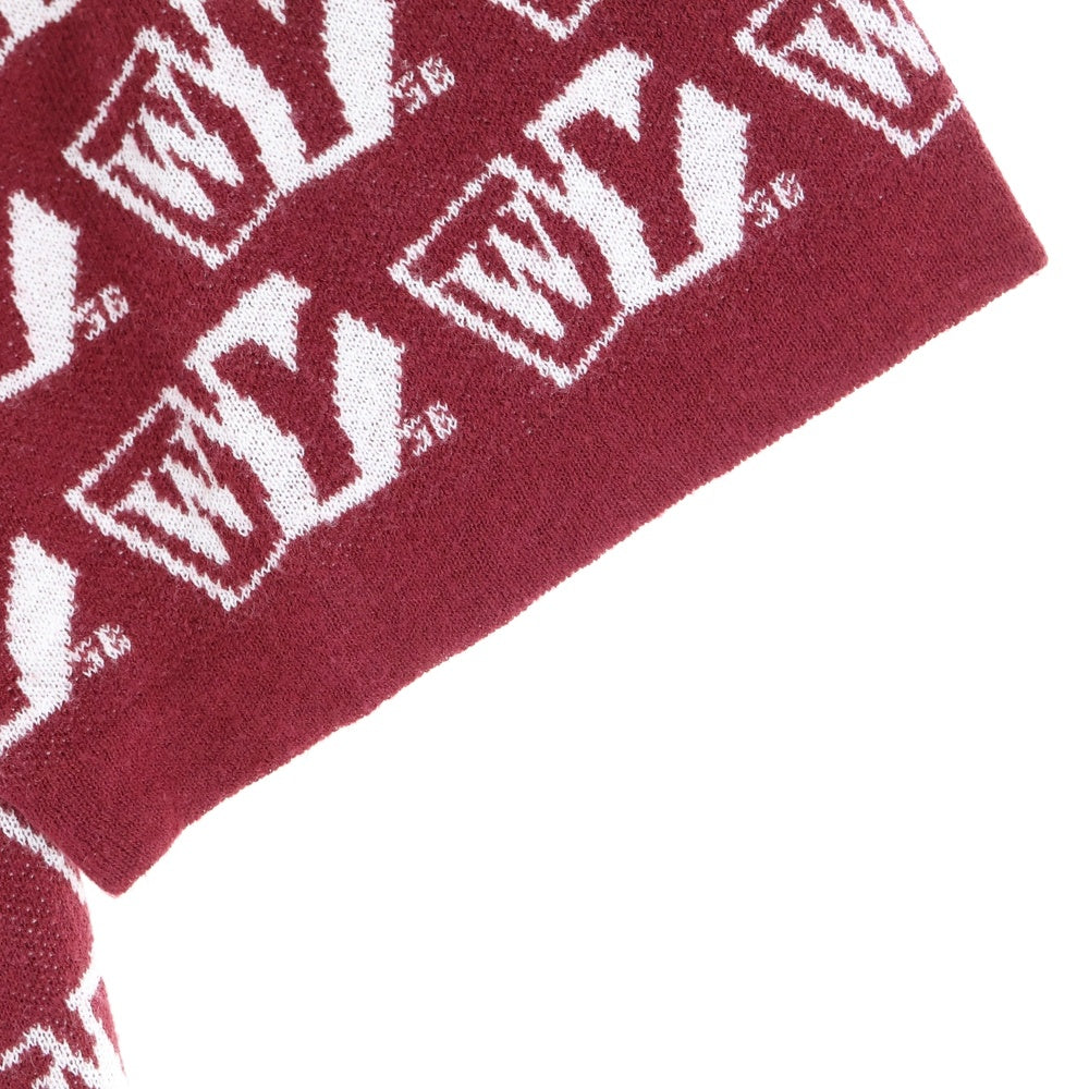 WASTED YOUTH(ウェイステッドユース) MONOGRAM KNIT POLO モノグラム ニット 半袖ポロシャツ ボルドー レッド