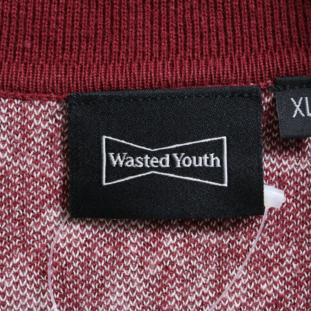 WASTED YOUTH(ウェイステッドユース) MONOGRAM KNIT POLO モノグラム ニット 半袖ポロシャツ ボルドー レッド