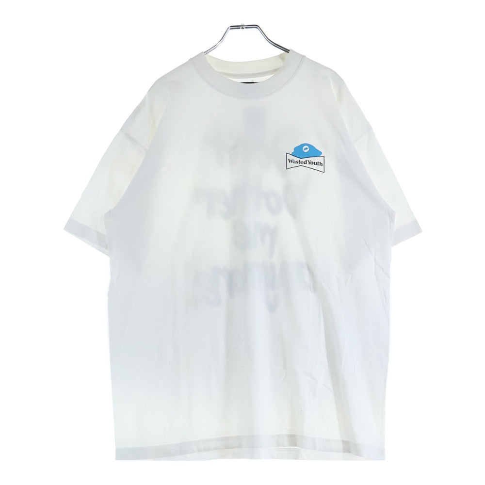 WASTED YOUTH(ウェイステッドユース) ×RARE PANTHER ロゴプリント半袖Tシャツ カットソー ホワイト
