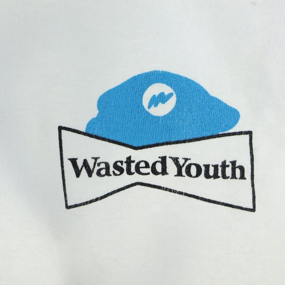WASTED YOUTH(ウェイステッドユース) ×RARE PANTHER ロゴプリント半袖Tシャツ カットソー ホワイト