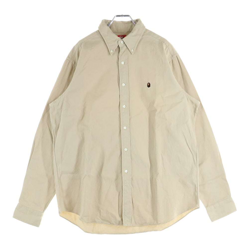 A BATHING APE(アベイシングエイプ) ONE POINT OXFORD LS SHIRT ワンポイント オックスフォード ロングスリーブ長袖シャツ ベージュ