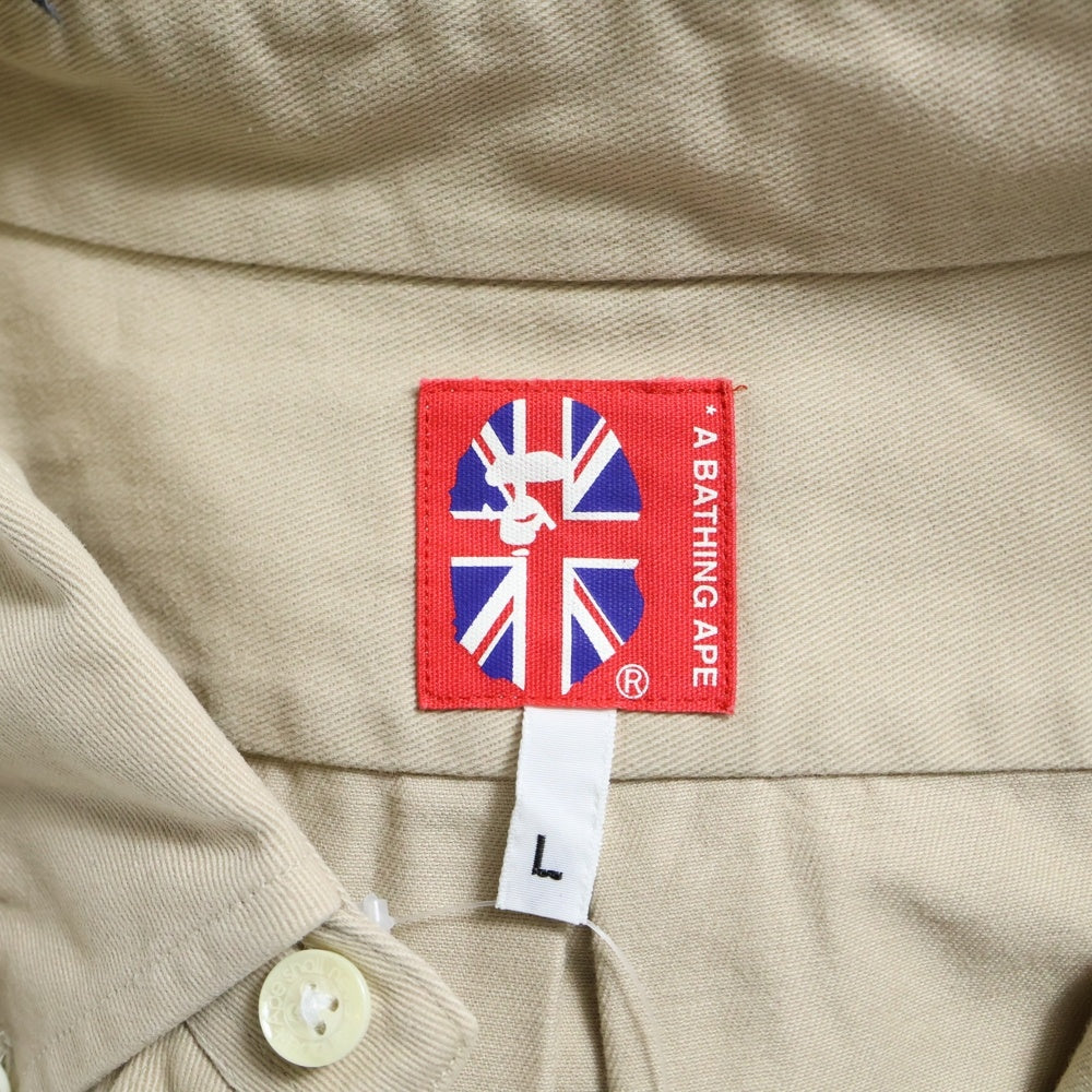 A BATHING APE(アベイシングエイプ) ONE POINT OXFORD LS SHIRT ワンポイント オックスフォード ロングスリーブ長袖シャツ ベージュ