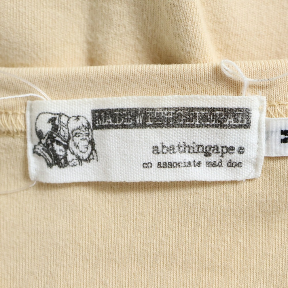 A BATHING APE(アベイシングエイプ) APE SHALL NEVER KILL APE レインボーライン Vネック半袖Tシャツカットソー ベージュ