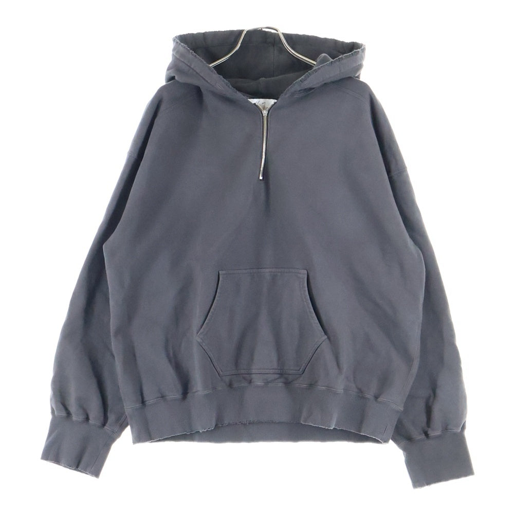 ANCELLM(アンセルム) 25AW HALF ZIP HOODIE ANC-CT117 ダメージ加工 ハーフジップフーディ パーカー ブラック