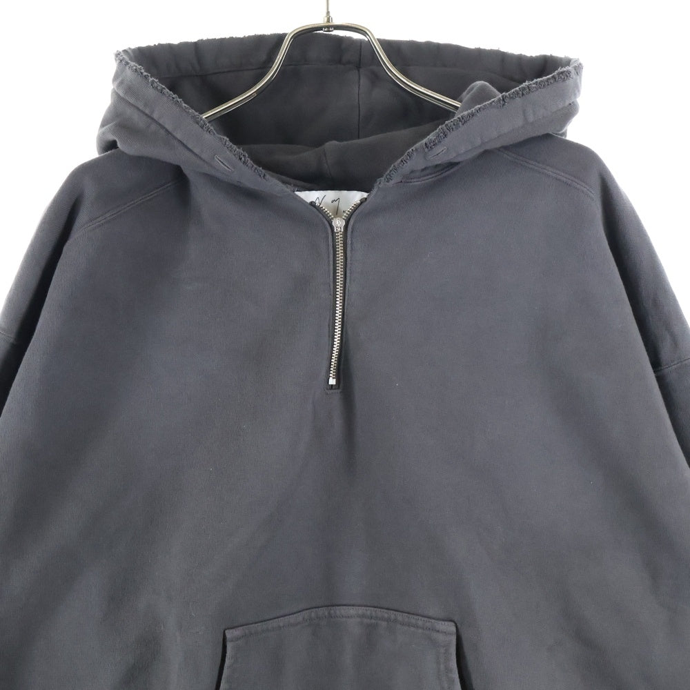 ANCELLM(アンセルム) 25AW HALF ZIP HOODIE ANC-CT117 ダメージ加工 ハーフジップフーディ パーカー ブラック