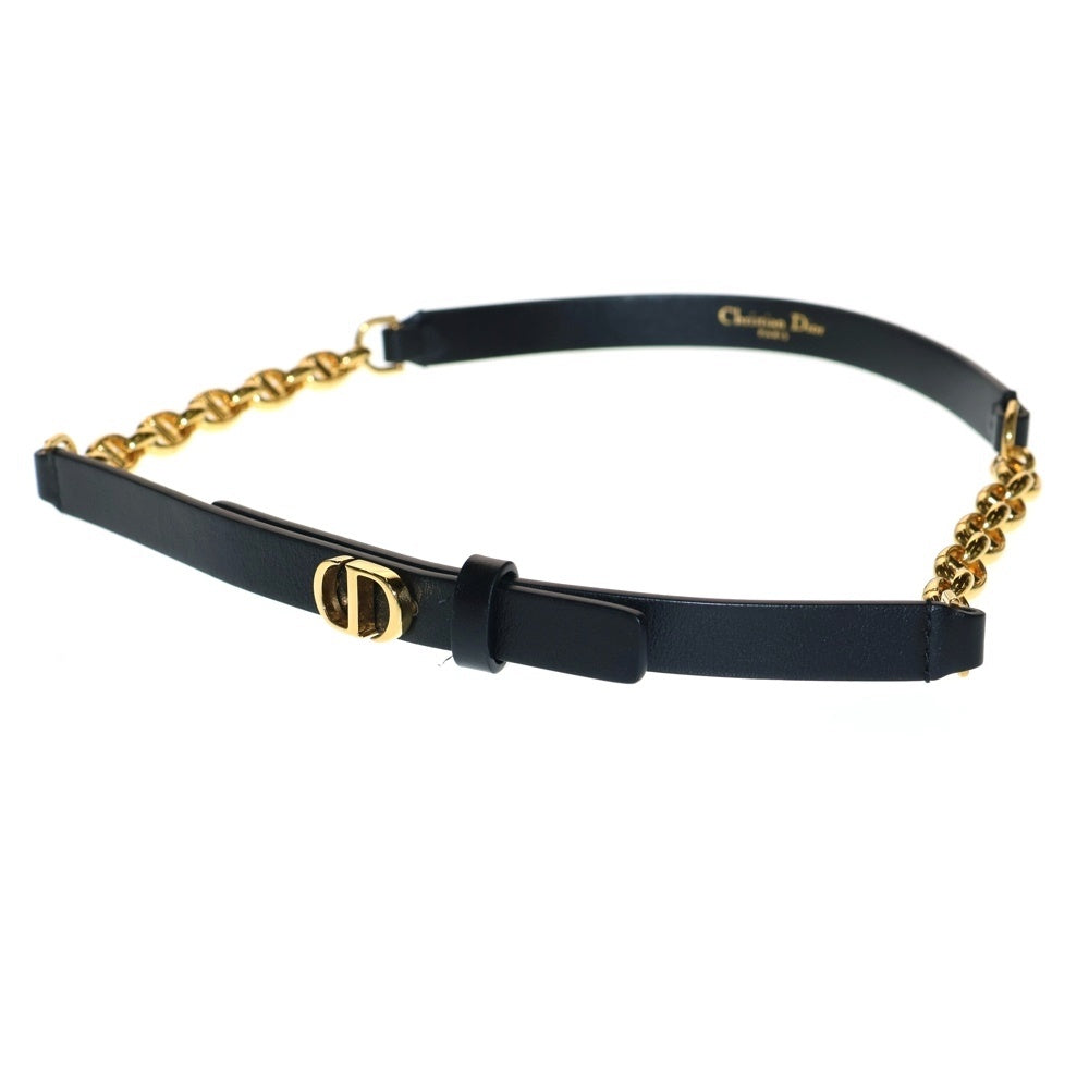 DIOR(ディオール) CARO CDロゴ レザー×チェーン GP ベルト ブラック/ゴールド