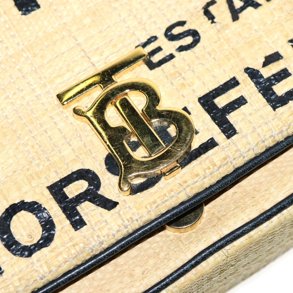 BURBERRY(バーバリー) クロスボディバッグ チェーンショルダーバッグ ラフィア ベージュ