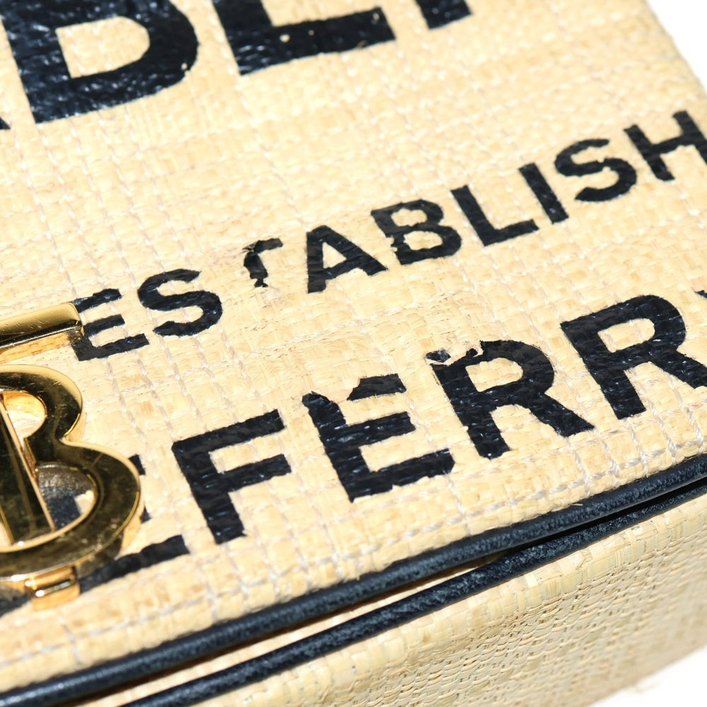 BURBERRY(バーバリー) クロスボディバッグ チェーンショルダーバッグ ラフィア ベージュ