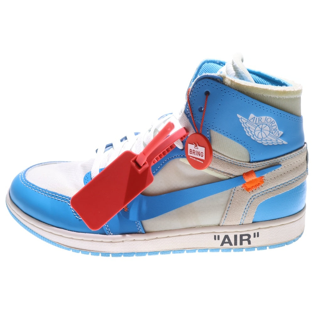 NIKE(ナイキ) ×OFF-WHITE AIR JORDAN 1 POWDER BLUE UNC AQ0818-148 オフホワイト エアジョーダン1 パウダーブルー ハイカットスニーカー US10.5/28.5cm ホワイト/ブルー
