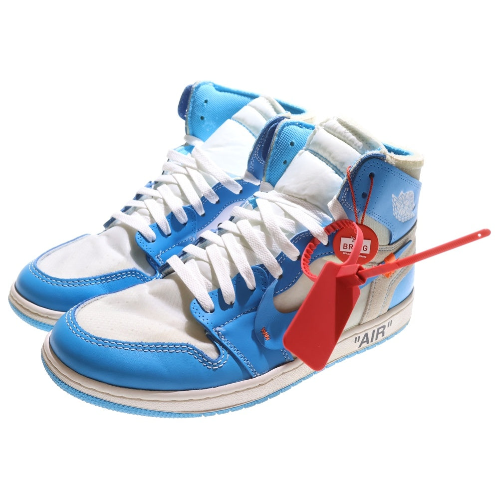 NIKE(ナイキ) ×OFF-WHITE AIR JORDAN 1 POWDER BLUE UNC AQ0818-148 オフホワイト エアジョーダン1 パウダーブルー ハイカットスニーカー US10.5/28.5cm ホワイト/ブルー
