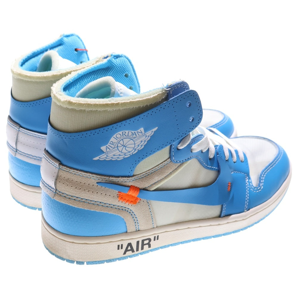 NIKE(ナイキ) ×OFF-WHITE AIR JORDAN 1 POWDER BLUE UNC AQ0818-148 オフホワイト エアジョーダン1 パウダーブルー ハイカットスニーカー US10.5/28.5cm ホワイト/ブルー
