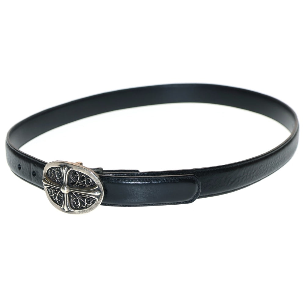 CHROME HEARTS(クロムハーツ) OVAL CROSS STRAP1.0クラシックオーバルクロスバックル レザーベルト シルバー