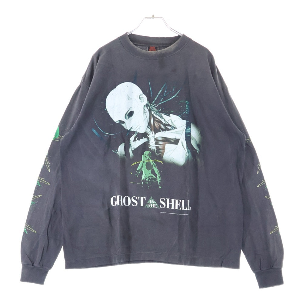 SAINT MICHAEL(セントマイケル) 24AW GS_LS TEE SM-YS1-0000-C33 GHOST IN THE SHELL 攻殻機動隊 ヴィンテージ加工 ロングスリーブ長袖シャツ長袖Tシャツカットソー ブラック