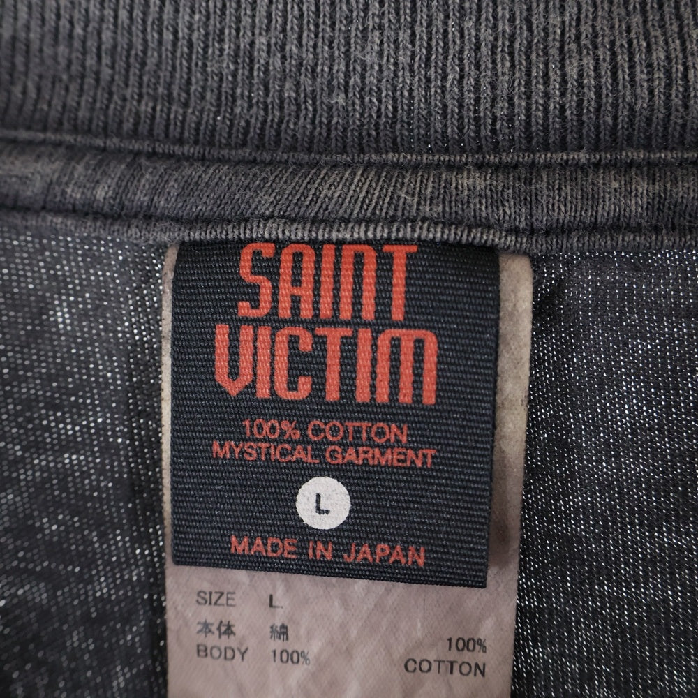 SAINT MICHAEL(セントマイケル) 24AW GS_LS TEE SM-YS1-0000-C33 GHOST IN THE SHELL 攻殻機動隊 ヴィンテージ加工 ロングスリーブ長袖シャツ長袖Tシャツカットソー ブラック