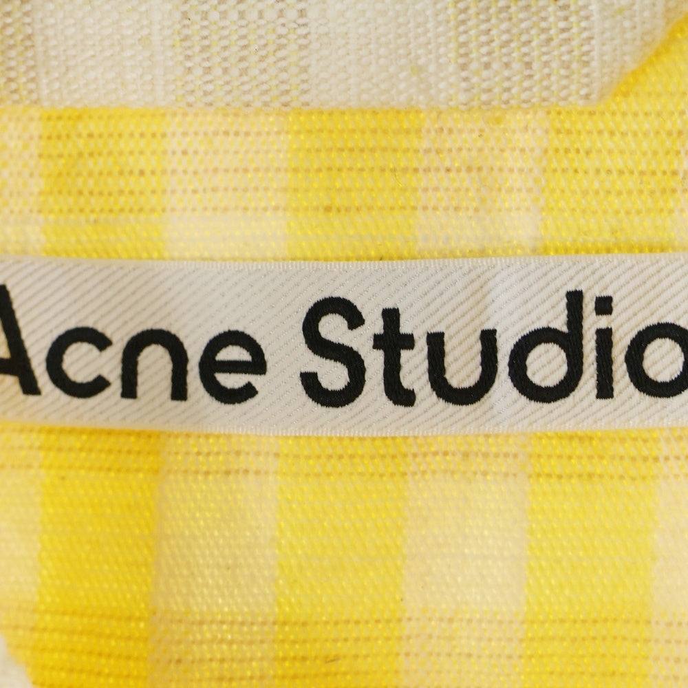 Acne Studios(アクネ ストゥディオズ) コットンウールロングスリーブ長袖チェックシャツ ジャケット FN-MN-OUTW000624 イエロー