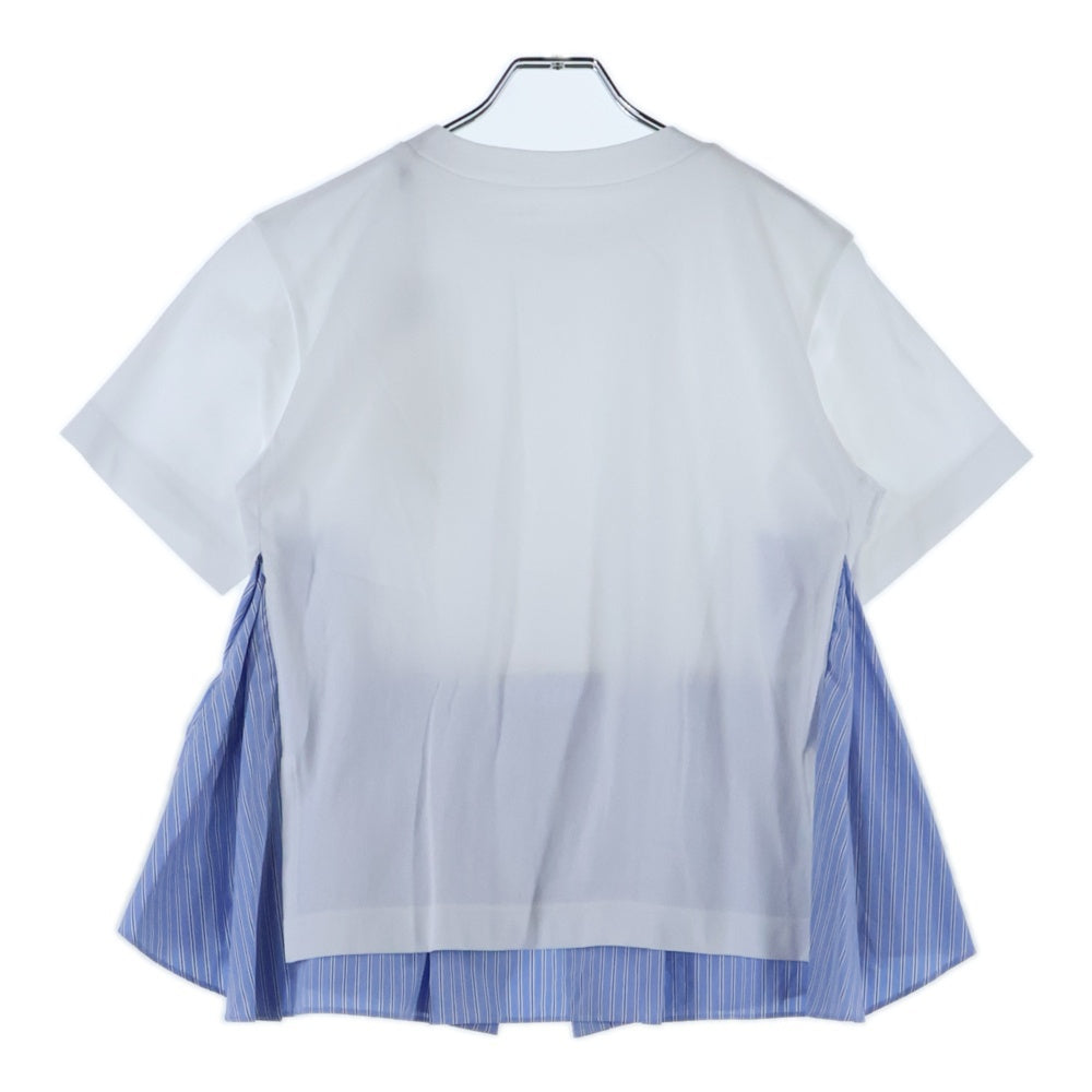 Sacai(サカイ) 25SS Poplin Cotton Jersey T-Shirt ポプリン コットン ジャージー 半袖Tシャツ カットソー ホワイト/ブルー 25-08014