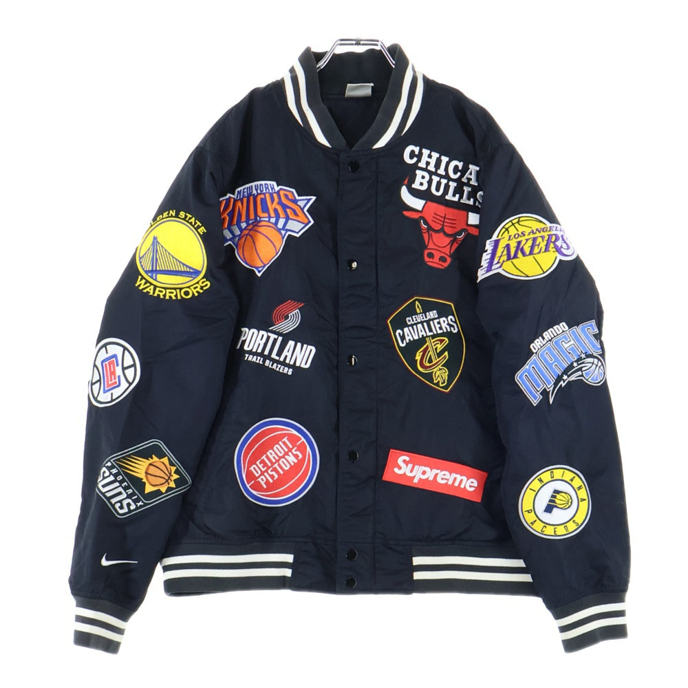 SUPREME(シュプリーム) 18SS ×NIKE ×NBA TEAMS WARM UP JACKET ナイキ エヌビーエー チーム ウォームアップジャケット スタジャン ブルゾン ブラック AO3631-010