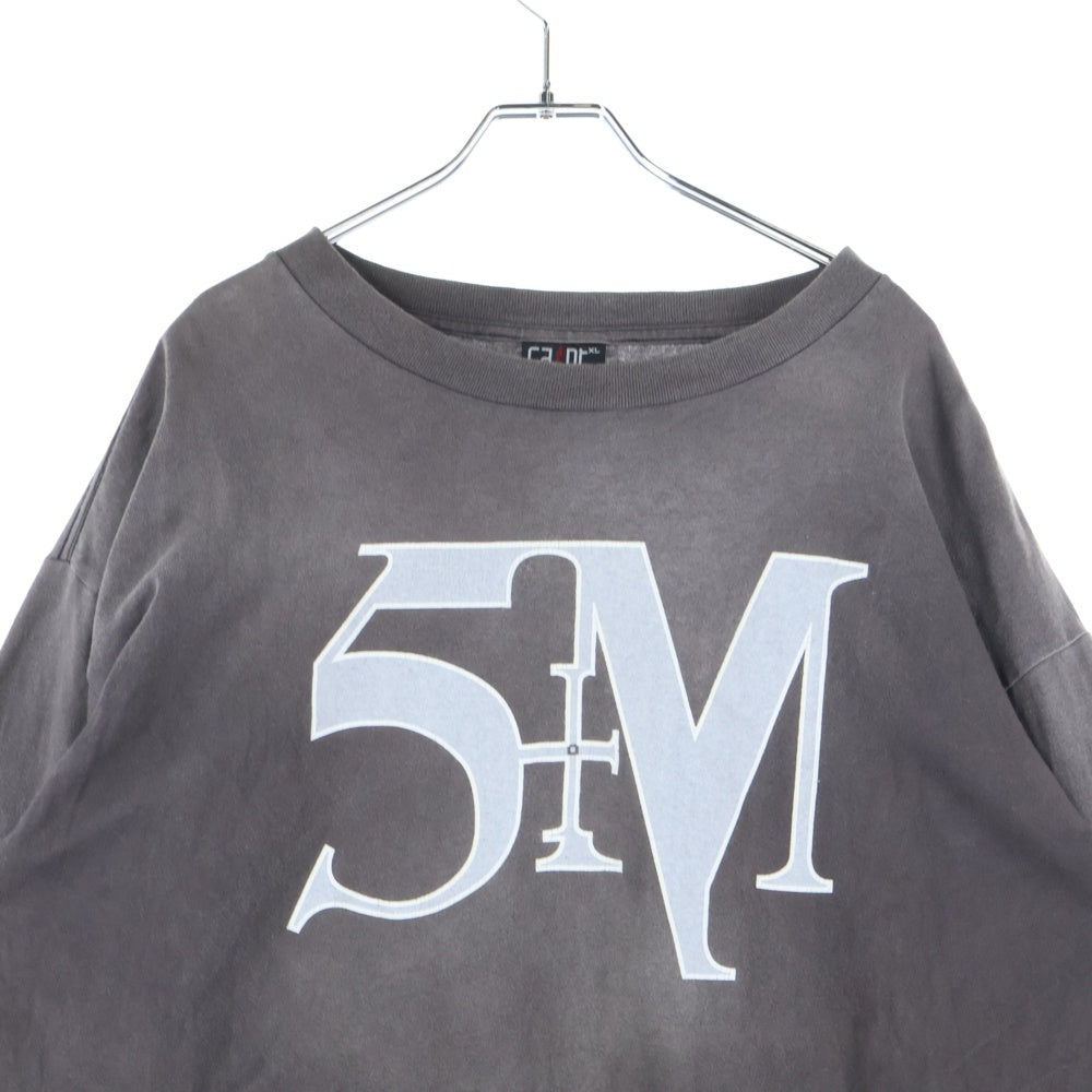 SAINT MICHAEL(セントマイケル) SMロゴプリントヴィンテージ加工 ロングスリーブ 長袖Tシャツ ブラック SM-A21-0000-022