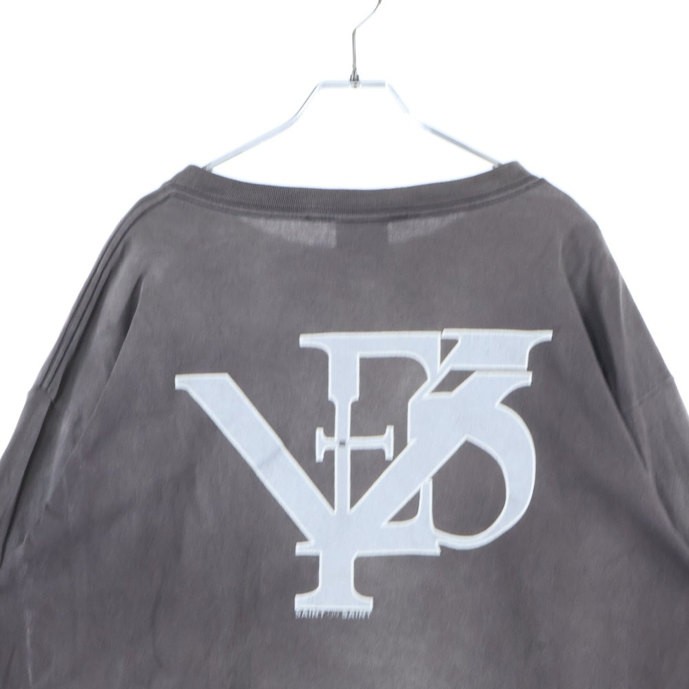 SAINT MICHAEL(セントマイケル) SMロゴプリントヴィンテージ加工 ロングスリーブ 長袖Tシャツ ブラック SM-A21-0000-022