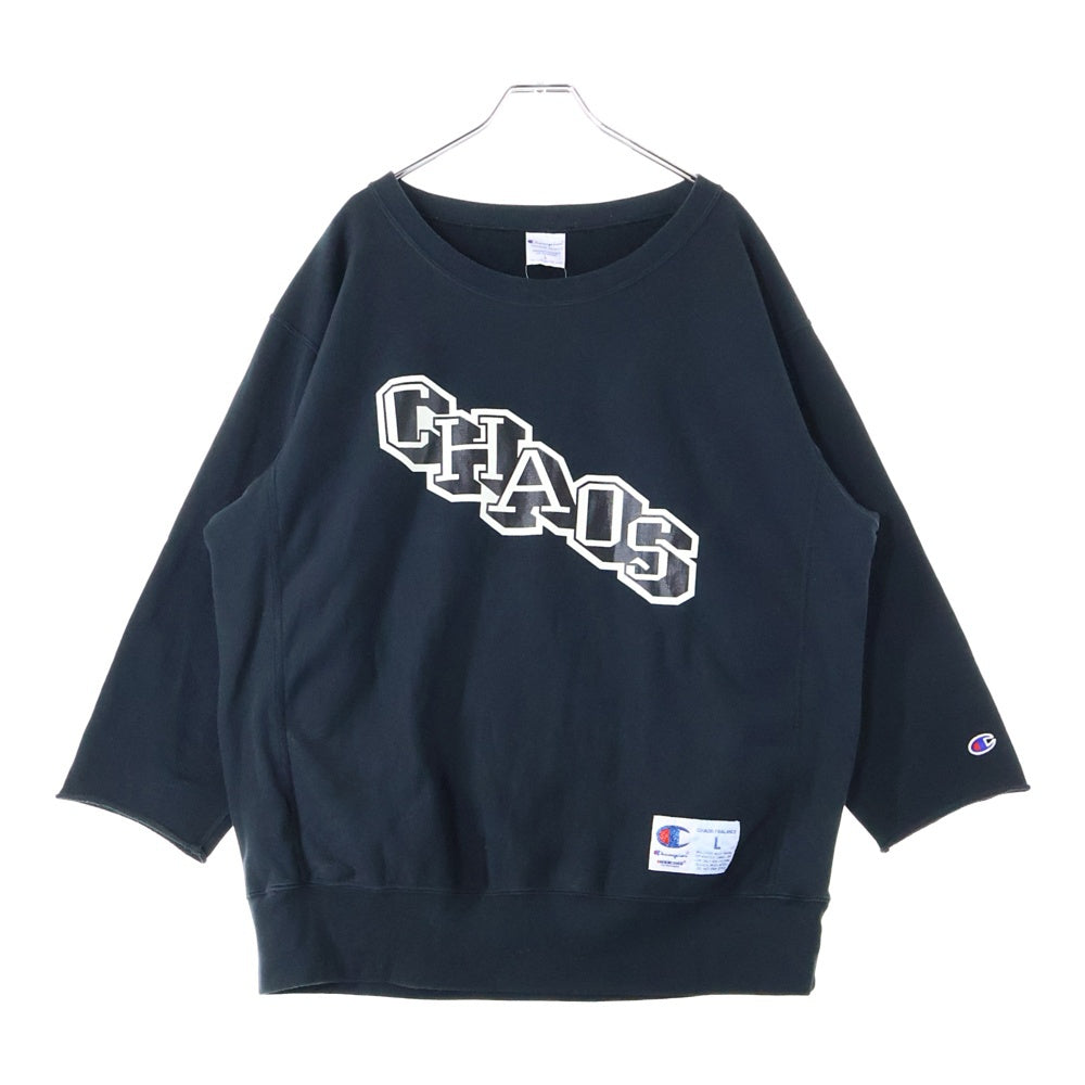 UNDERCOVER(アンダーカバー) ×Champion チャンピオン オーバーサイズ 7分袖 リバースウィーブ スウェットトレーナー ブラック C8-B010