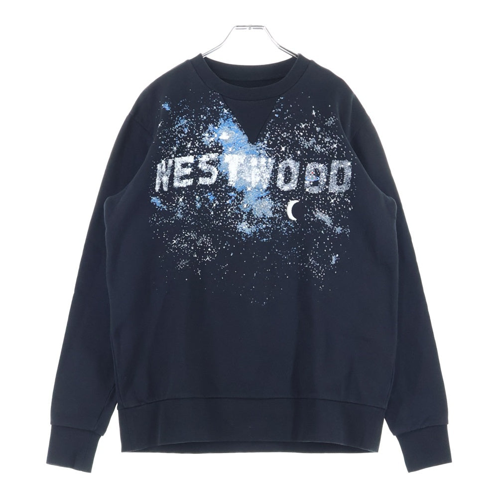 Vivienne Westwood(ヴィヴィアンウエストウッド) 19SS ミルキーウェイ スウェットトレーナー 長袖 ロゴ プリント オーブ刺繍 ブラック S25GU0115