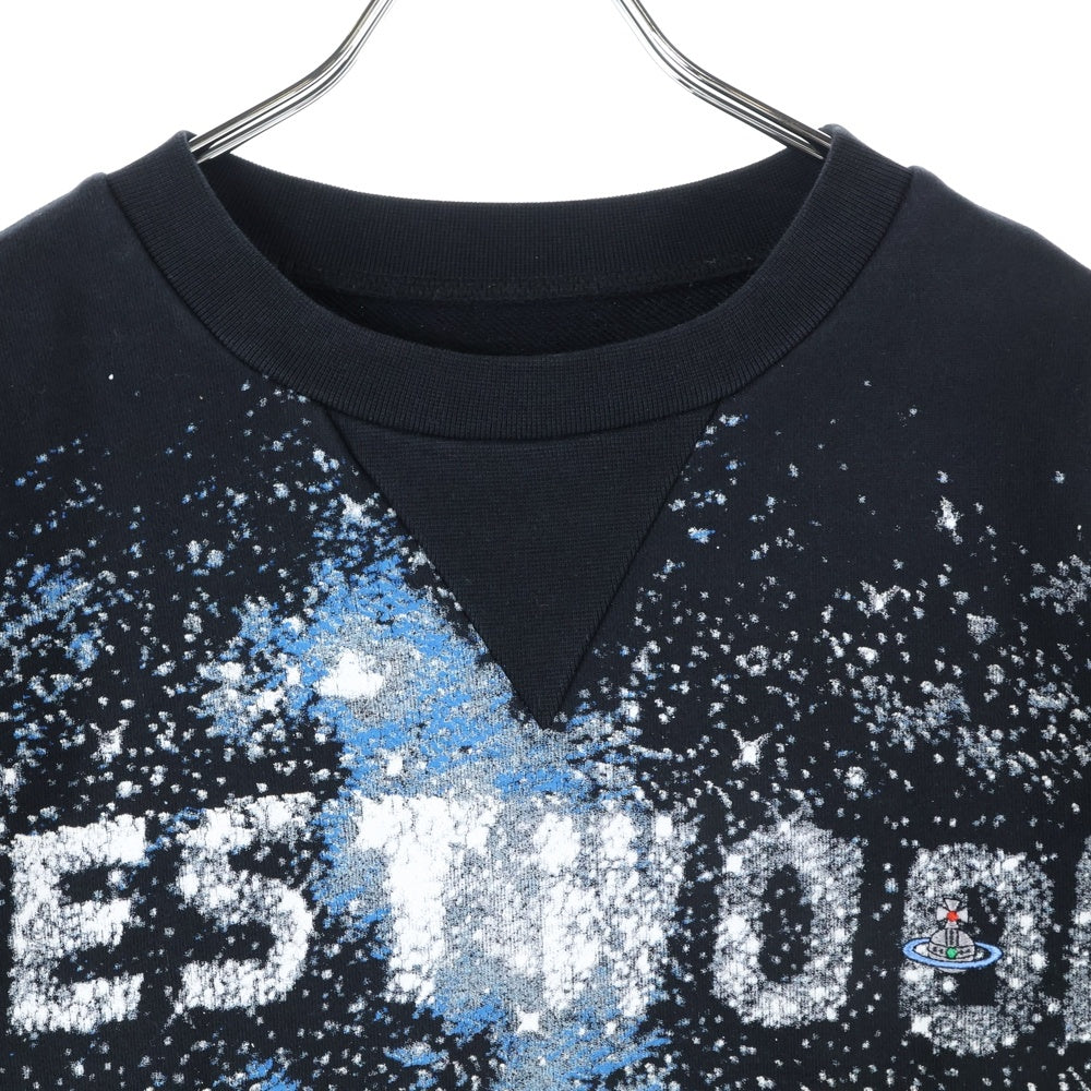 Vivienne Westwood(ヴィヴィアンウエストウッド) 19SS ミルキーウェイ スウェットトレーナー 長袖 ロゴ プリント オーブ刺繍 ブラック S25GU0115