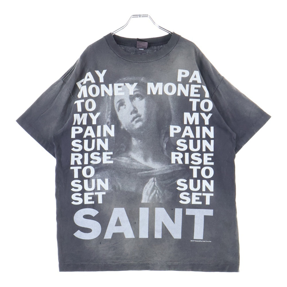 SAINT MICHAEL(セントマイケル) 24SS PTP_SS TEE STAY REAL プリント半袖Tシャツ カットソー ブラック SM-YS8-0000-C49