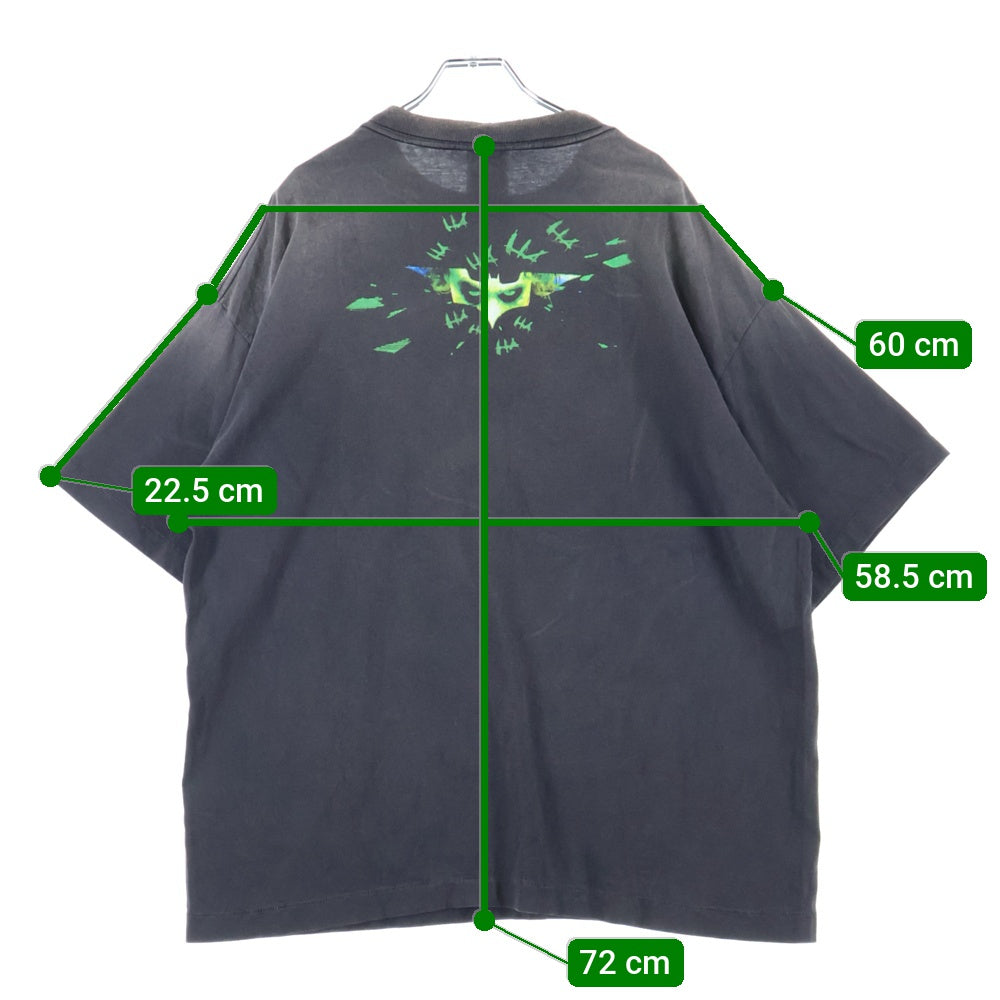 SAINT MICHAEL(セントマイケル) 25SS×The Dark Knight JOKER ヴィンテージ加工 ジョーカープリント半袖Tシャツ カットソー ブラック SM-HR8-0000-C53