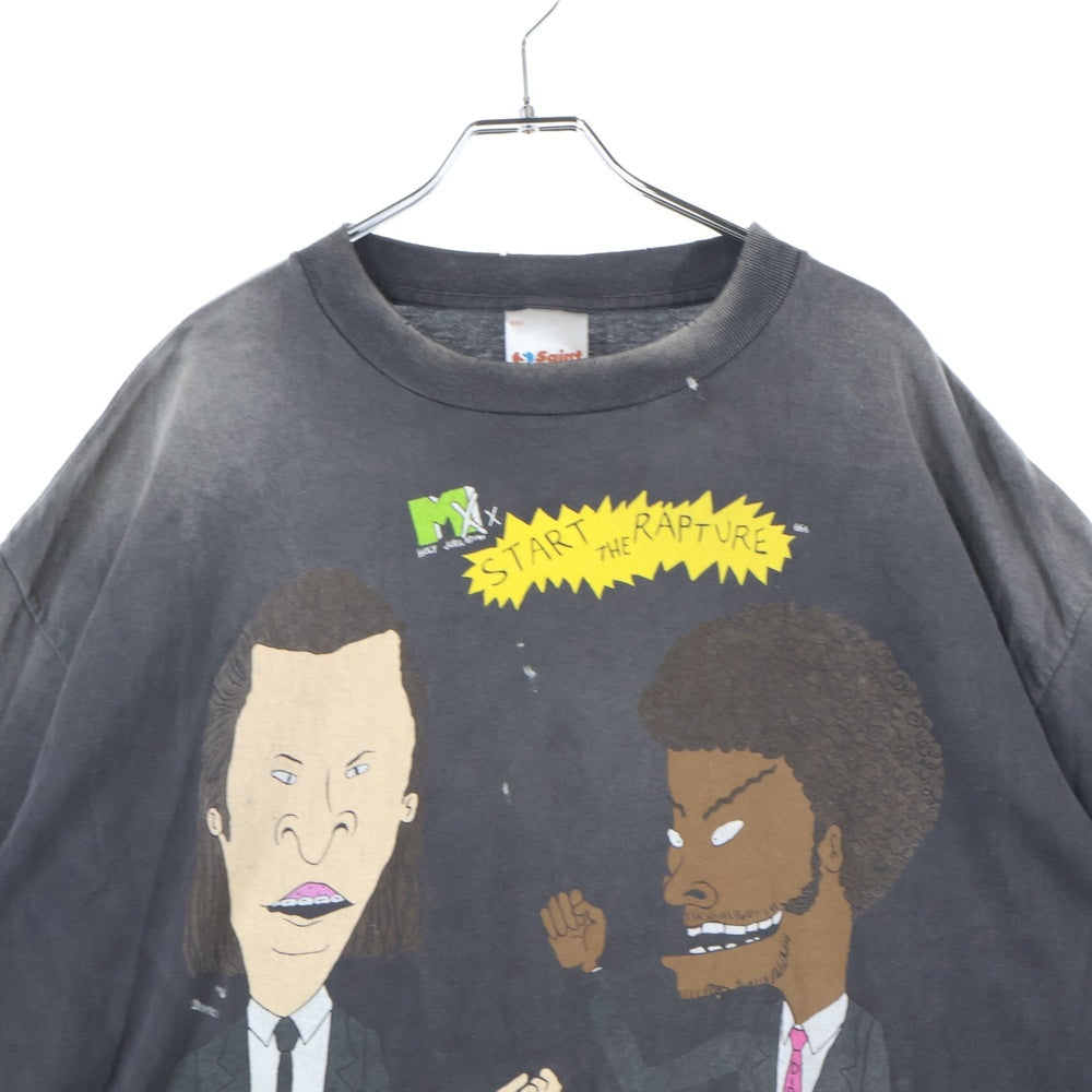 SAINT MICHAEL(セントマイケル) 25SS SS TEE RAPTURE ダメージ加工半袖Tシャツ グレー SM-HR8-0000-015