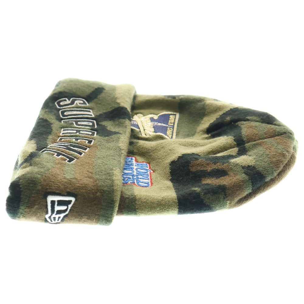 SUPREME(シュプリーム) 19AW×NEW ERA Championship Beanie ニューエラ マルチワッペン ニット ビーニー 帽子 ニットキャップ カーキ