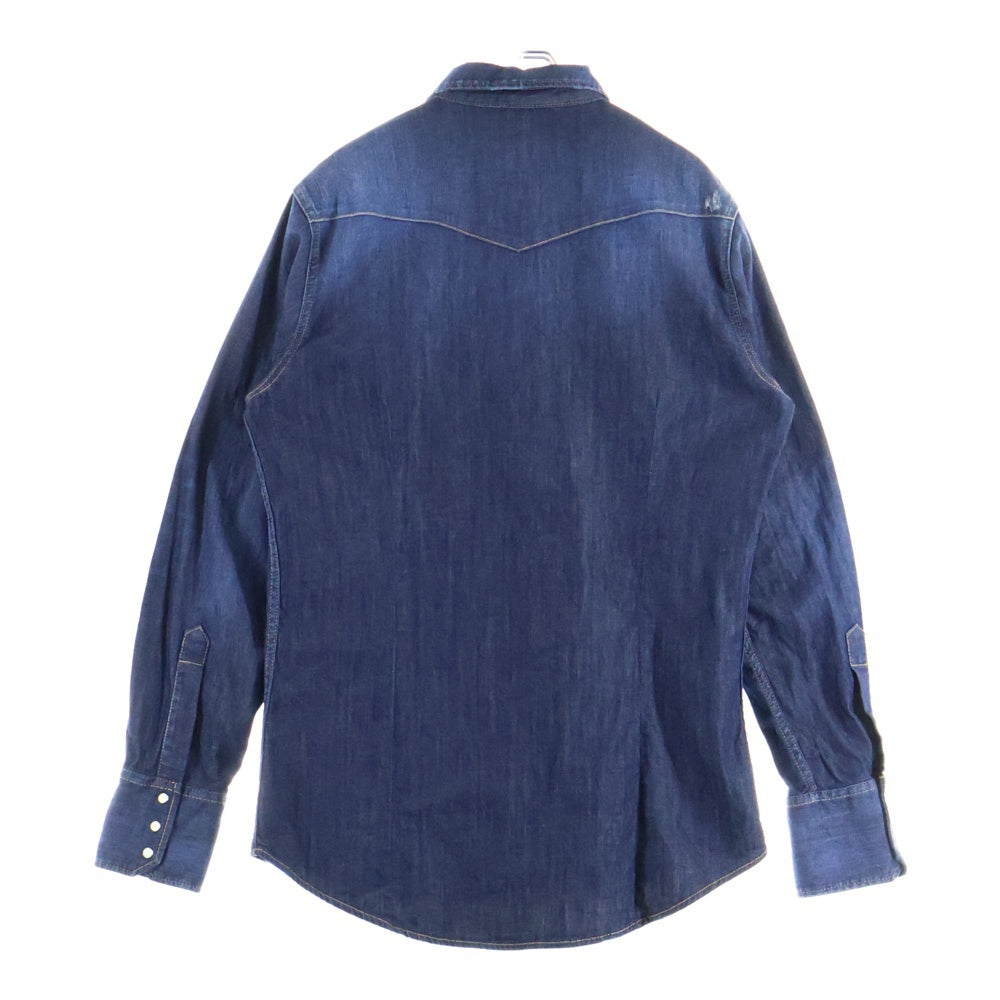 DSQUARED2(ディースクエアード) 23AW スナップボタン デニム長袖シャツ インディゴ S74DM0752