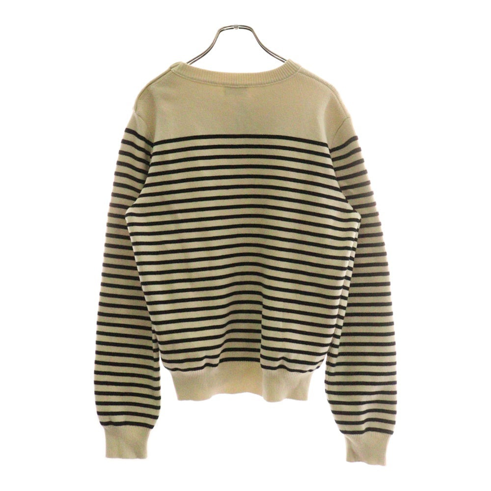 CELINE(セリーヌ) コットン ショルダーボタン ボーダー柄 クルーネック 長袖 マリンニットセーター ホワイト/ブラック 3ZA4145I