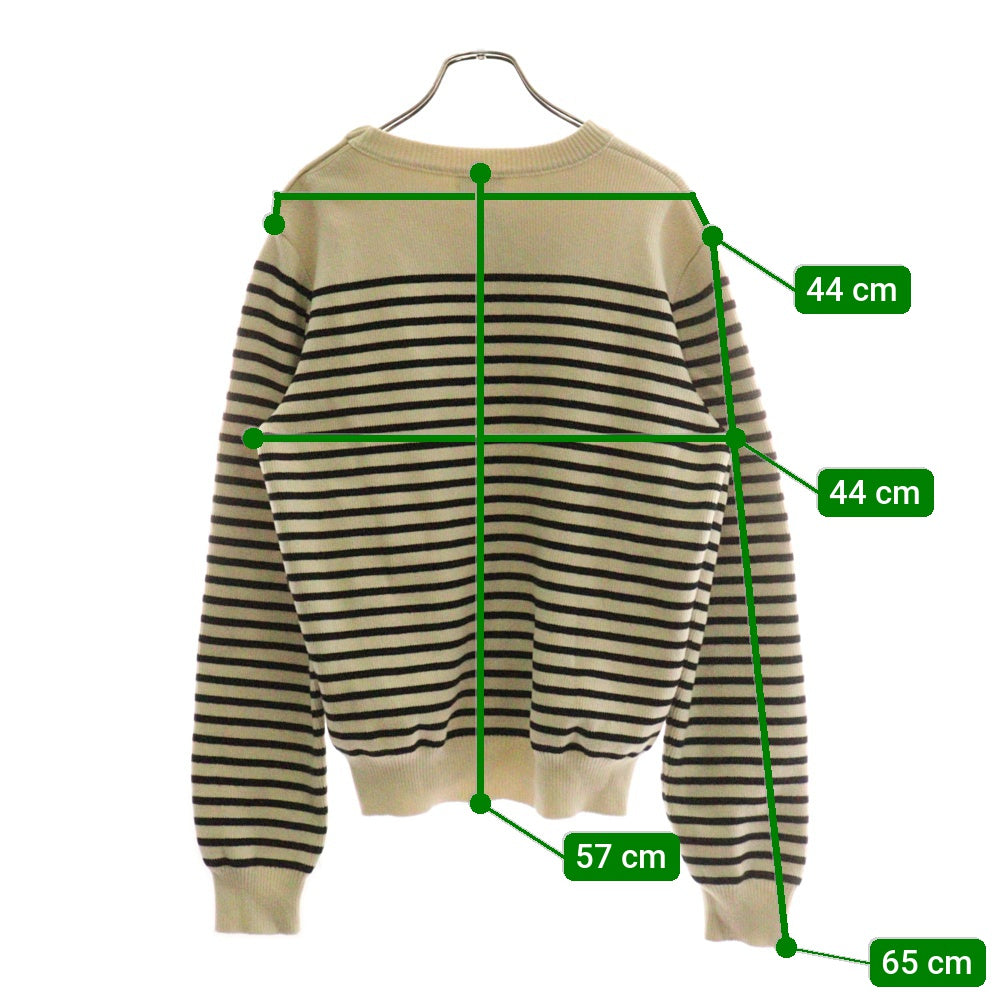 CELINE(セリーヌ) コットン ショルダーボタン ボーダー柄 クルーネック 長袖 マリンニットセーター ホワイト/ブラック 3ZA4145I