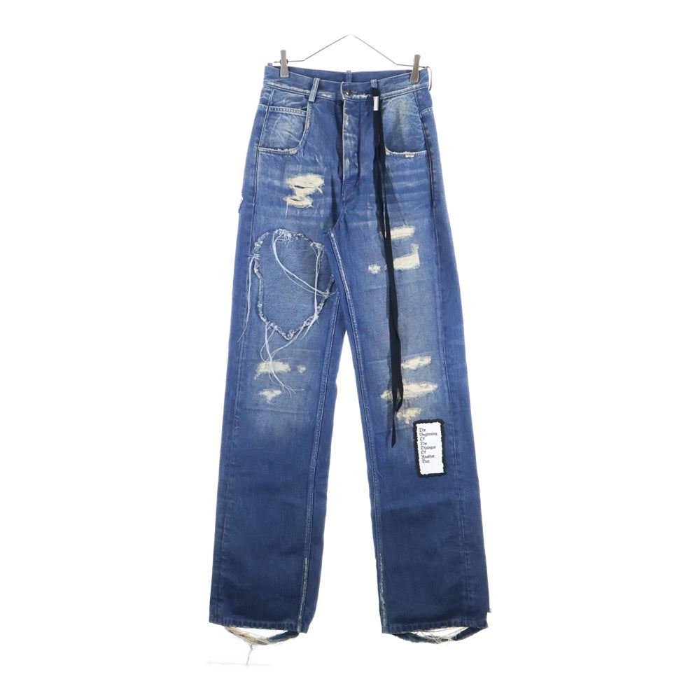 ANN DEMEULEMEESTER(アンドゥムルメステール) ダメージ加工 デニムパンツ インディゴ B0010197