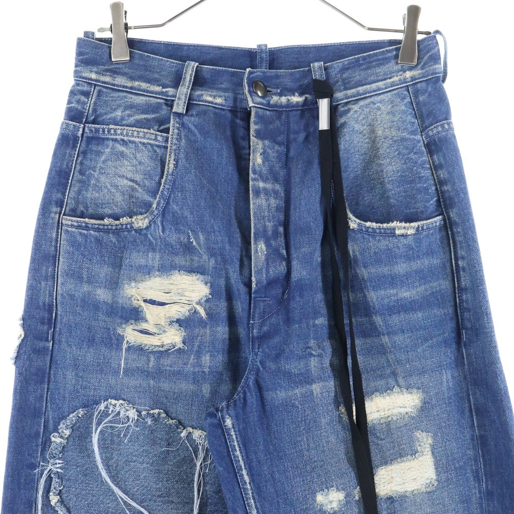 ANN DEMEULEMEESTER(アンドゥムルメステール) ダメージ加工 デニムパンツ インディゴ B0010197