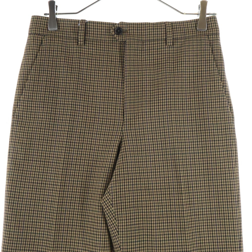 CELINE(セリーヌ) チェック ウール ブーツカットロングパンツ ブラウン 2P613871H