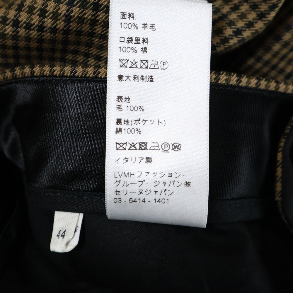 CELINE(セリーヌ) チェック ウール ブーツカットロングパンツ ブラウン