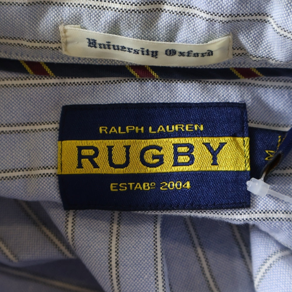 RALPH LAUREN RUGBY(ラルフローレン ラグビー) ロゴ刺繍 ストライプ 長袖シャツ ブルー
