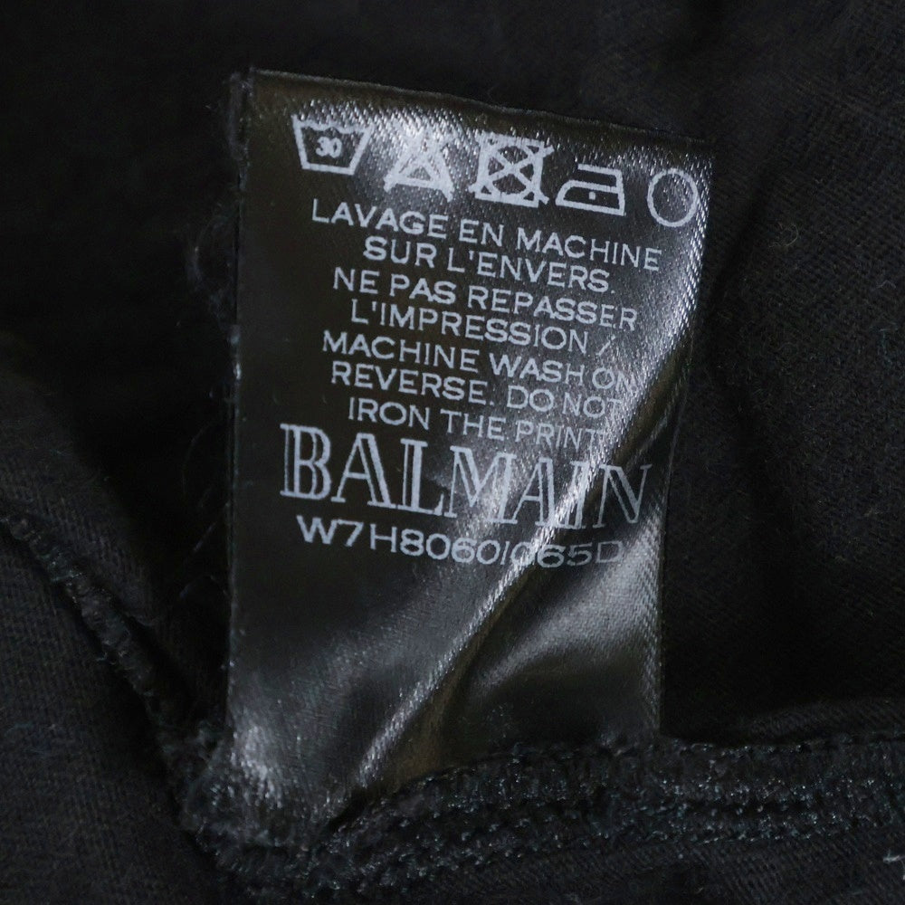 BALMAIN(バルマン) Oversized Destroy Gothic Logo T-Shirt ダメージ加工 ロゴプリント 半袖Tシャツカットソー W7H8060I065D ダークグレー
