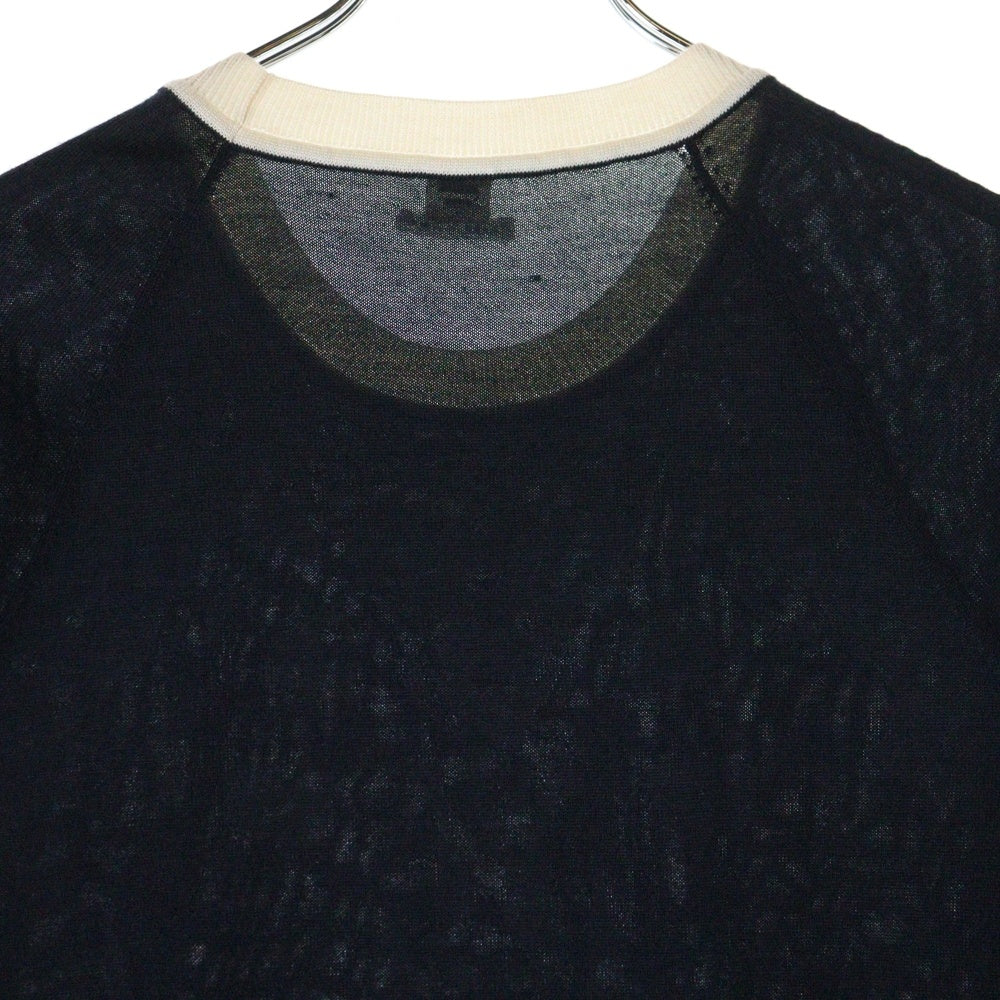 HERMES(エルメス) BRIDES de GALA ブリッドドゥガラ カシミヤ 半袖ニット セーター ブラック/ホワイト レディース