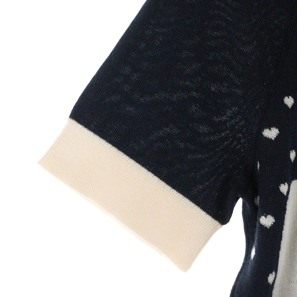 HERMES(エルメス) BRIDES de GALA ブリッドドゥガラ カシミヤ 半袖ニット セーター ブラック/ホワイト レディース