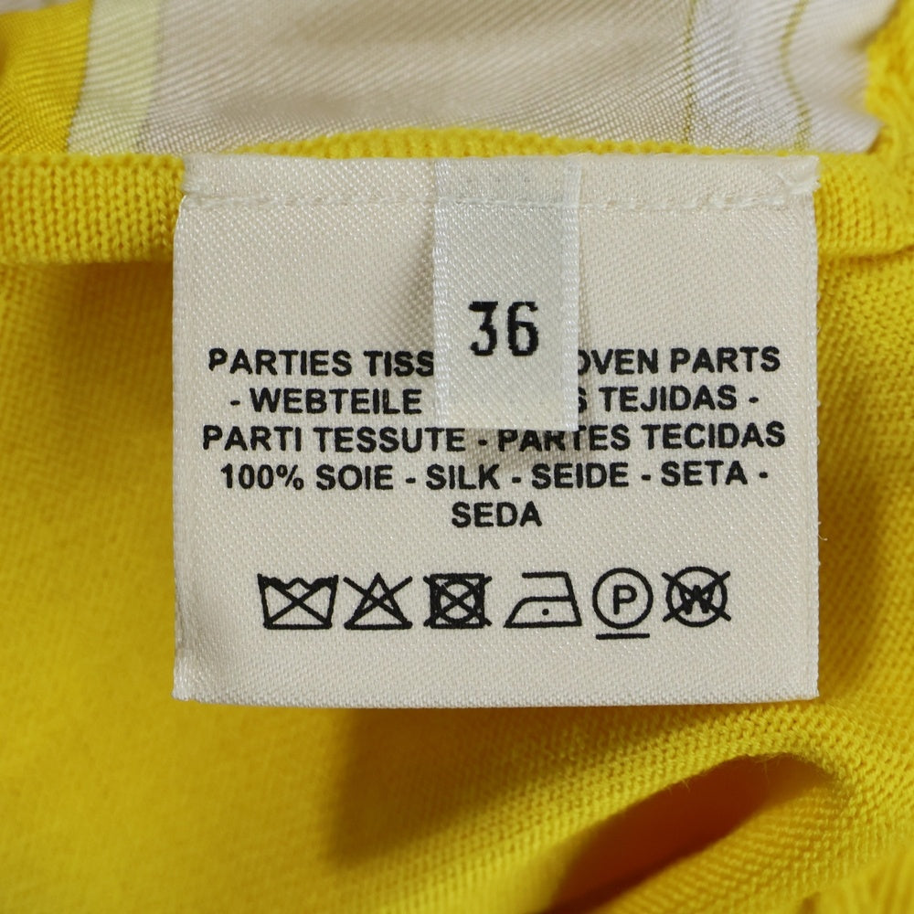 HERMES(エルメス) ツイルレーヌ シルク切替 長袖ニットセーター レディース イエロー